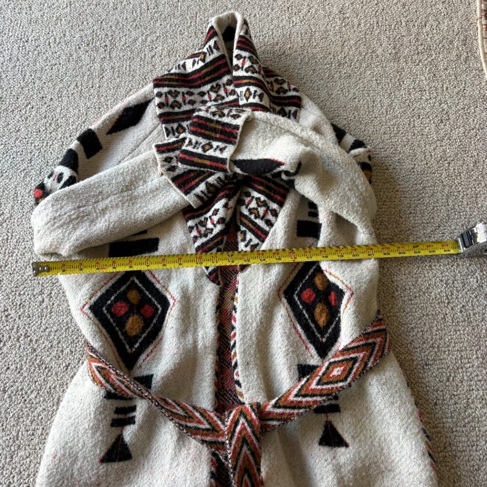 Zara Knitwear Aztec Belted Cardigan Sweater S | Southwestern Boho Cozy - Picture 8 of 9